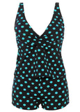 Polka Dot Print Slim Tankini Set