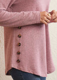 Button-Accent Long-Sleeve Tunic Top