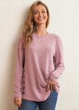 Button-Accent Long-Sleeve Tunic Top