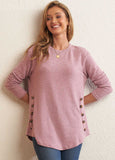 Button-Accent Long-Sleeve Tunic Top