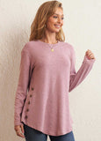 Button-Accent Long-Sleeve Tunic Top