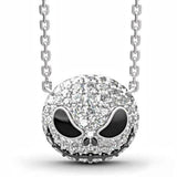 Skull Design Rhinestone Detail Metal Necklace