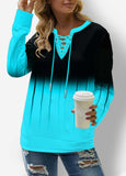 Ombre Lace Up  Sweatshirt