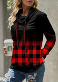 Plaid Long Sleeve Cowl Neck Sweatshirt