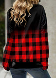 Plaid Long Sleeve Cowl Neck Sweatshirt