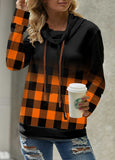 Plaid Long Sleeve Cowl Neck Sweatshirt