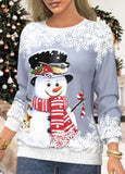 Christmas Snowman Print Sweatshirt