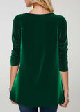 Sequin Green Velvet Stitching Round Neck Sweatshirt