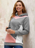 Decorative Button Grey Contrast Long Sleeve Hoodie