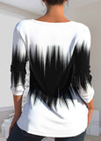 Cut Out Ombre Black V Neck T Shirt