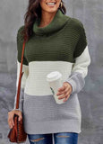 Turtleneck Color Block Pullover Sweater