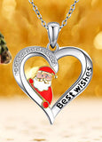 Christmas Santa Claus and Heart Design Necklace