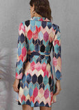 Geometric Print Long Sleeve Dress