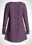 V Neck Long Sleeve Purple T Shirt