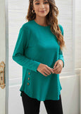 Button-Accent Long-Sleeve Tunic Top