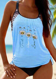 Floral  Printed Ruched Splicing Tankini Set