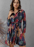 Geometric Print Long Sleeve Dress