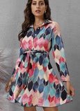 Geometric Print Long Sleeve Dress