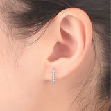 0.6 X 0.6 Inch Rhinestone Detail Silver Heart Earring Set - soofoom.com