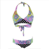 Floral Halter Beautiful Plus Size Bikinis Swimsuits - soofoom.com