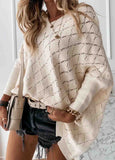 Ivory Lattice Pointelle  Bishop-Sleeve Sweater