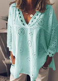 Lace Cut-Out Embroidered Blouse