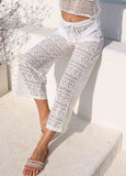 High Waisted Lace White Tie Front Beach Pants