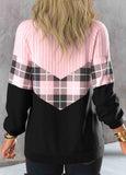 Zipper Tartan Print   Sweatshirt