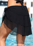 Ruffle Black Layered Tie Side Sarong