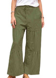 Linen Cotton Solid Color Splicing Pants