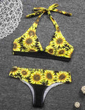 Floral Printed Halter Bikinis Set