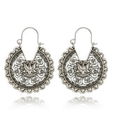 Silver Lotus Design Metal Earring Set - soofoom.com