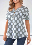 Split Neck  Printed Contrast T Shirt