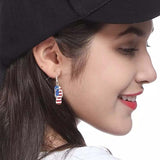 Flag Printed  Silver Earrings