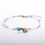 Star Design White Bead Embellished Anklet - soofoom.com