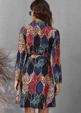 Geometric Print Long Sleeve Dress