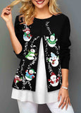 Christmas Printed Hem Blouse