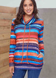 Striped Pocket Long Sleeve Hoodie