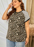 Raglan Sleeve Leopard Plus Size Tee