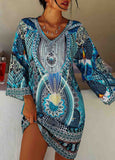 Bohemian Print Long Sleeve Dress