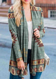 Retro Tribal Pattern Open Front Cardigan