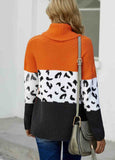 Turtleneck Splicing Chunky Knit Pullover Sweater