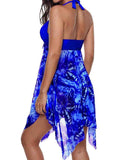 Printed Asymmetric Hem Swimdress and Pants