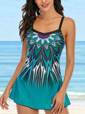 Feather Pattern Strap Swimsuit Set