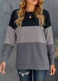 Colorblock Black Contrast Stitching Sweatshirt with Slits