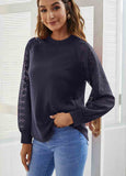 Crew Neck Lace Panel waffle top