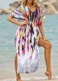 Floral  Printed Wrap Cover Up For Beach - soofoom.com