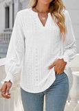 Breathable Long Sleeve Split Neck Blouse