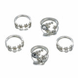 Silver Metal Bohemian Geometric Shape Ring Set - soofoom.com