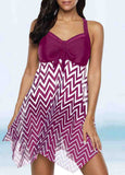 Striped Printed Split Swimsuit Set